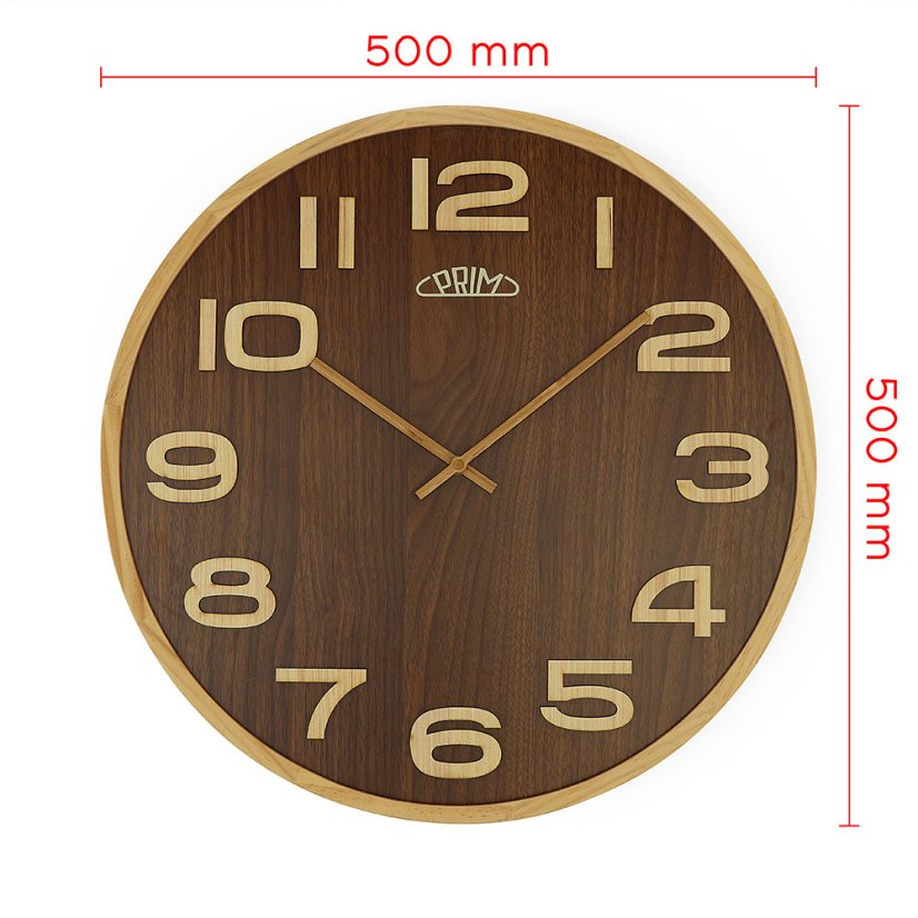 Nástenné hodiny PRIM Timber Veneer s tichým chodom E07P.4153.50