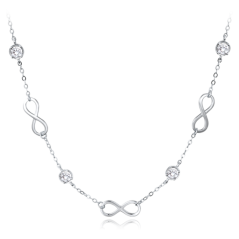 MINET Stříbrný náhrdelník nekonečno s bílými zirkony
