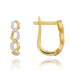 MINET Zlaté zapletené náušnice s bielymi zirkónmi Au 585/1000 2,10g