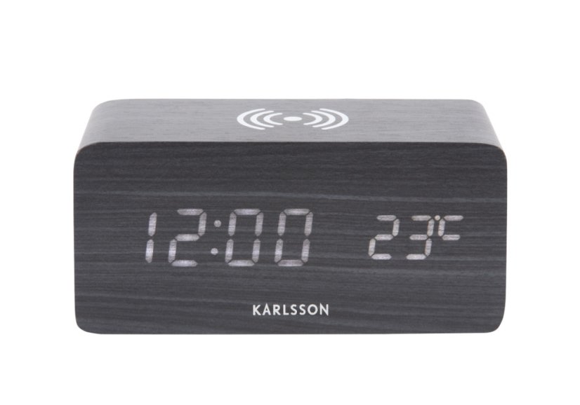 LED budík - hodiny 5933BK Karlsson s nabíjaním 15cm