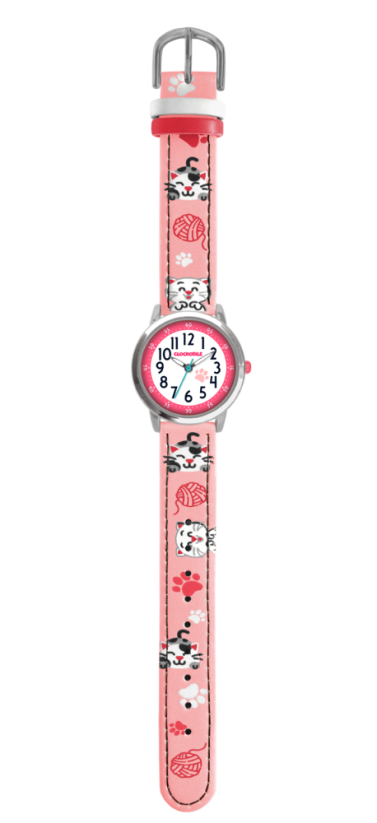 CLOCKODILE Růžové dívčí dětské hodinky KOČKY