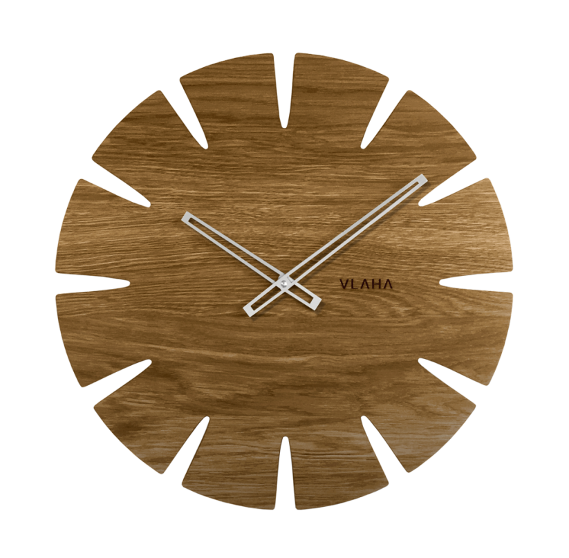 Veľké dubové hodiny VLAHA ORIGINAL vyrobené v Čechách so striebornými rúčkami VCT1031
