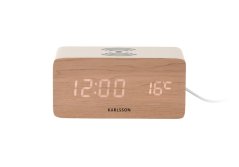 LED budík-hodiny 5933WH Karlsson s nabíjačkou smartfónov 15cm
