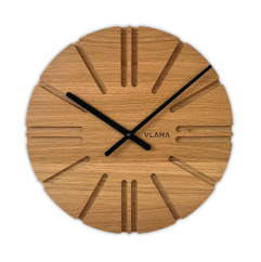 VLAHA Dubové hodiny ATELIER vyrobené v Čechách s černými ručkami ⌀32,5cm