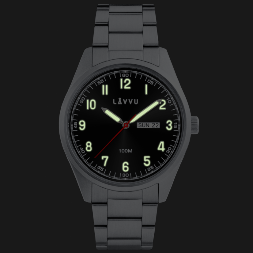 LAVVU Oceľové pánske hodinky FOSEN Dark Grey
