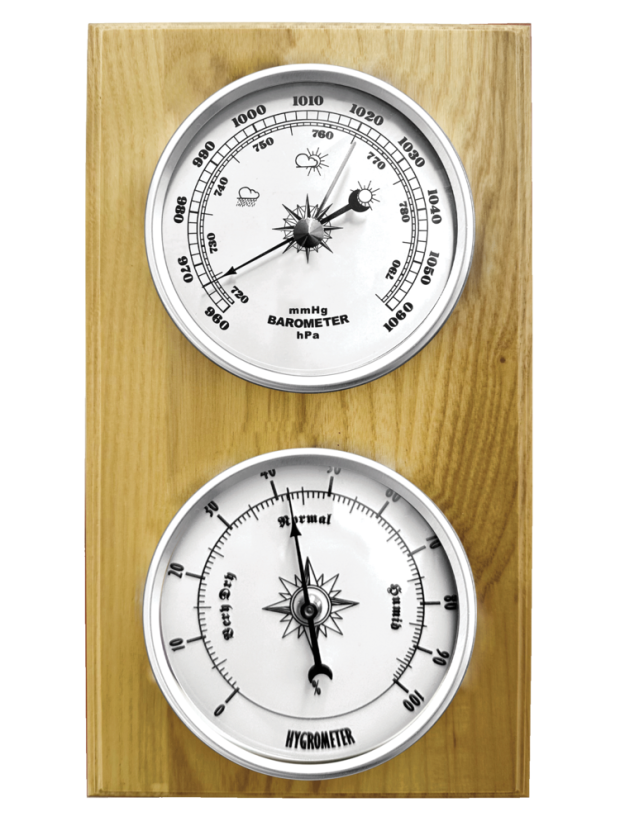Nástenný drevený barometer s vlhkomerom JVD BA232/68