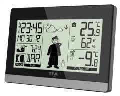TFA 35.1159.01 - Domácí meteostanice s předpovědí počasí a postavičkou  WEATHER BOY - černá