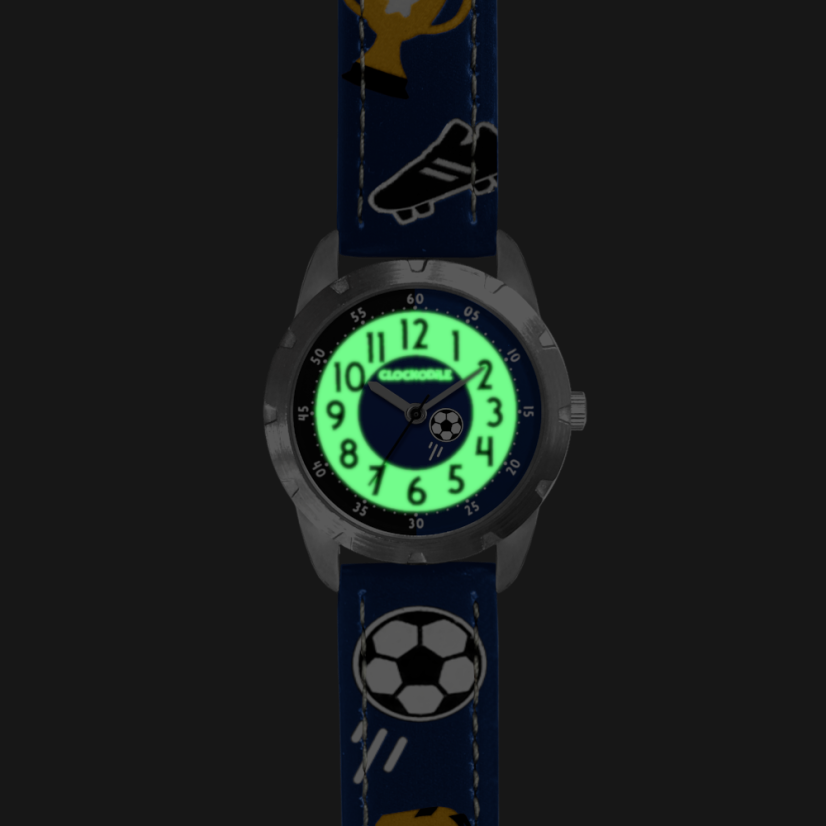 CLOCKKODIEL Svietiace modré chlapčenské hodinky FUTBAL