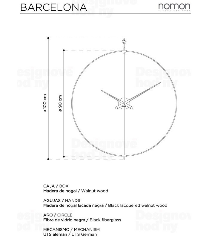 Designové nástěnné hodiny Nomon Barcelona N 100cm