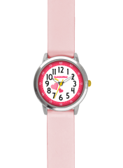 CLOCKODILE Růžové dívčí dětské hodinky se srdíčky a světle růžovým silikonovým řemínkem