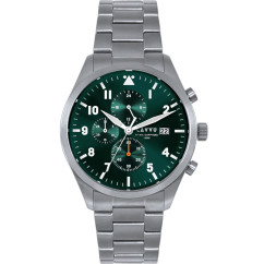 LAVVU Pánské titanové hodinky PILOT Chronograph Emerald Green 100M Sapphire