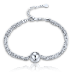 MINET Elegantný strieborný náramok s tromi retiazkami s guličkou