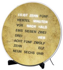 Stolové hodiny so slovným ukazovateľom času AMS 1291