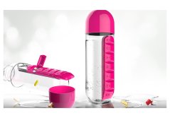 ASOBU multifunkční týdenní dávkovací láhev Pill Organizer růžová 600ml