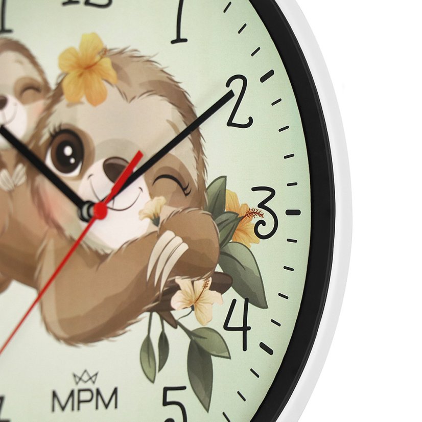 Detské nástenné hodiny s tichým chodom MPM Lenochod - E01M.4267.00