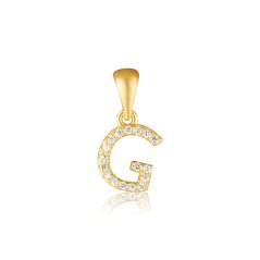 Pozlacený stříbrný přívěsek se zirkony písmeno G JVD SVLP0948XH2BIGG