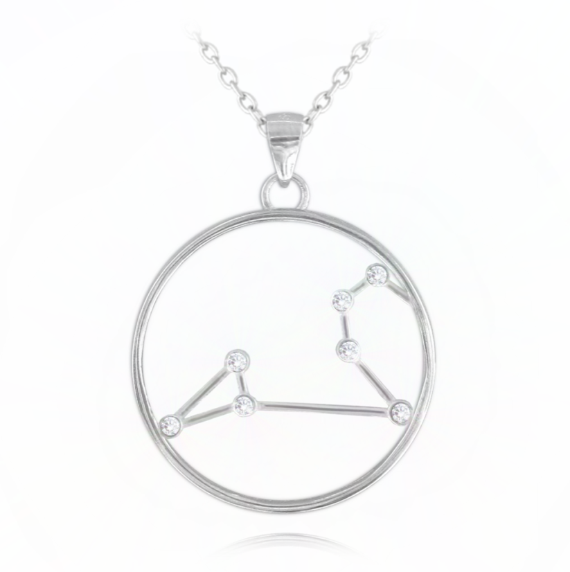 MINET Strieborný náhrdelník Stars znamenia LEV Slovak Crystal