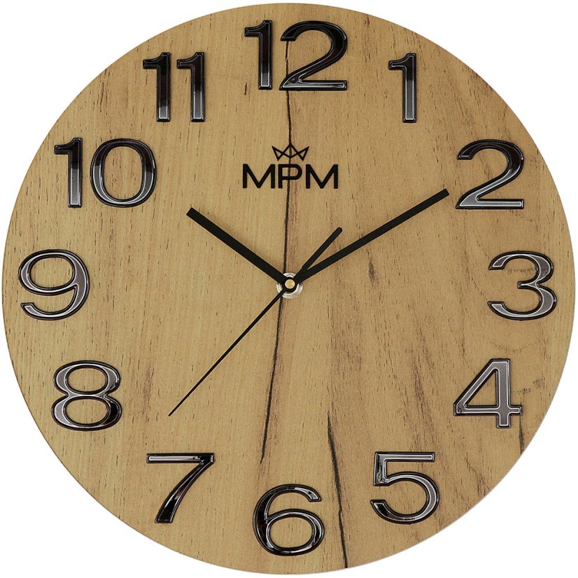 Nástenné hodiny s tichým chodom MPM Timber Simplicity - A - E07M.4222.5390