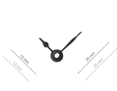 Malé čierne hliníkové ručičky na hodiny Classic 25 mm | 19 mm