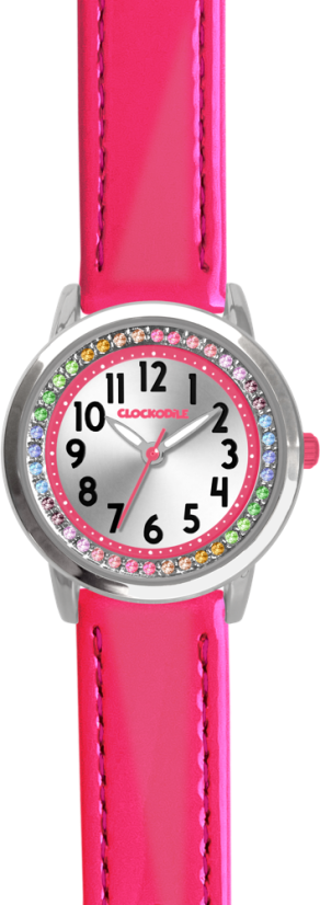 CLOCKODILE Tmavě růžové dívčí dětské hodinky s kamínky
