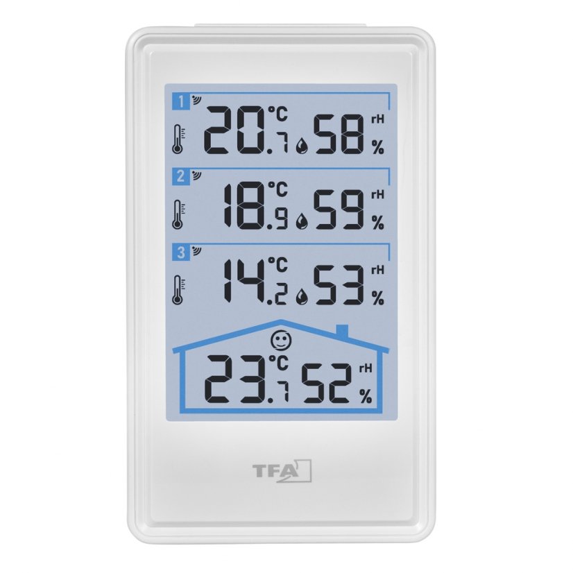 TFA 30.3076.02 - Bezdrátový teploměr a vlhkoměr s 3 senzory