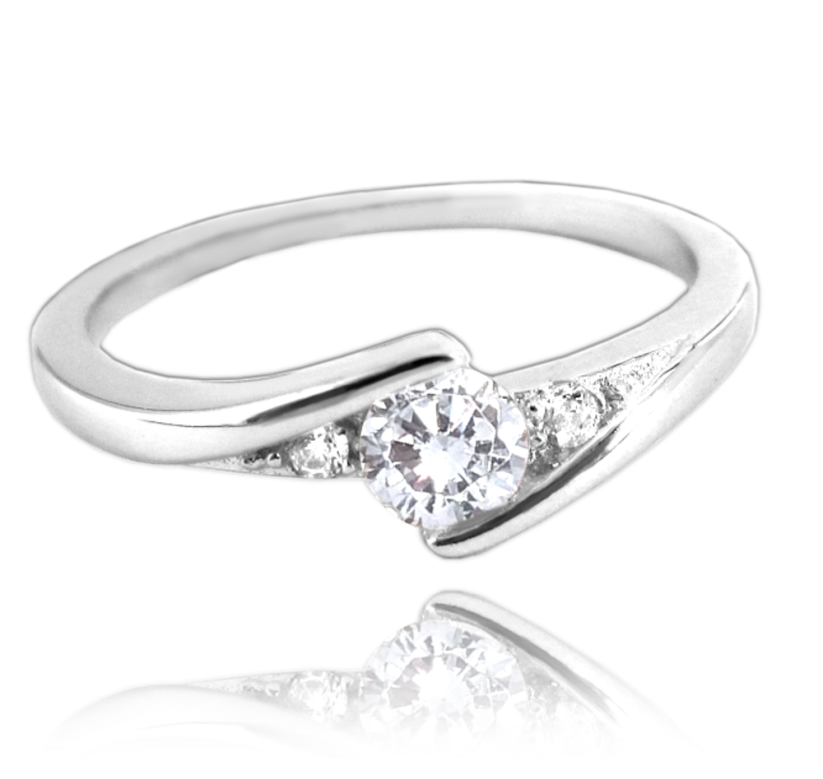 MINET Elegantný strieborný prsteň s bielymi zirkónmi veľ. 49
