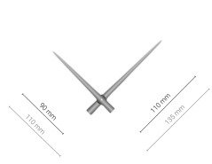 Stříbrné hliníkové ručičky na hodiny 110 mm | 90 mm