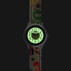 CLOCKKODIEL Svietiace béžové chlapčenské detské hodinky DINOSAURI