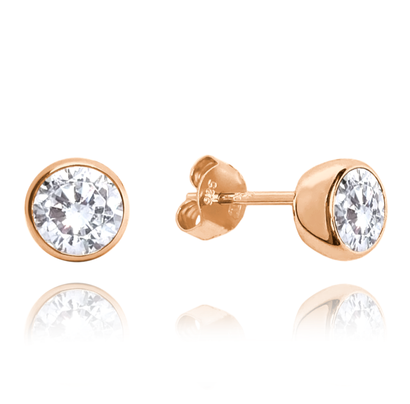 MINET Rose gold strieborné náušnice GULIČKY s bielymi zirkónmi MINET Rose gold strieborné náušnice GULIČKY s bielymi zirkónmi