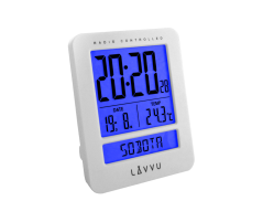 Digitální budík řízený rádiovým signálem LAVVU Duo White s češtinou LAR0020