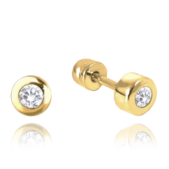 MINET Zlaté náušnice na skrutku s bielymi zirkónmi Au 585/1000 1,20 g
