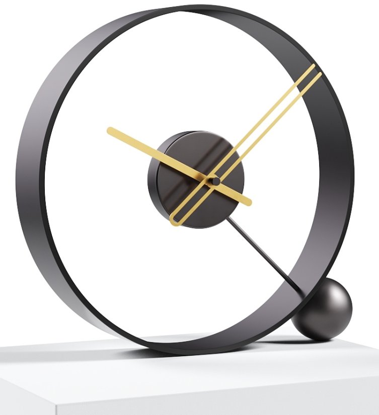 Dizajnové stolné hodiny Endless lacquered black/gold 32cm