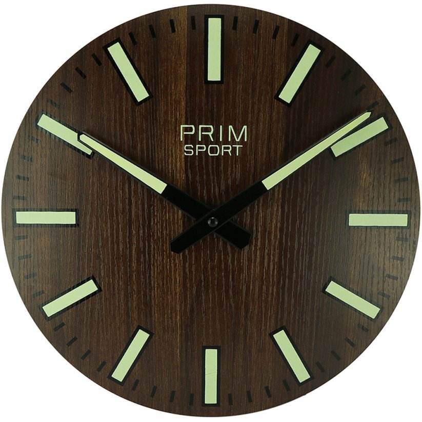 Dřevěné hodiny s tichým chodem PRIM Luminescent Sport II E01P.4131.5000