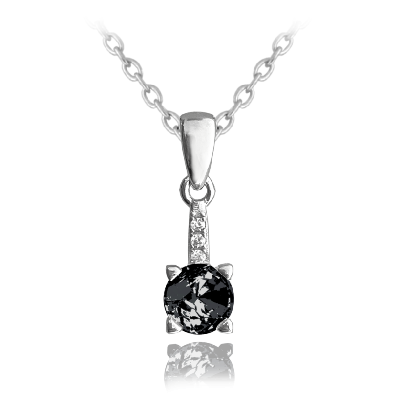 MINET Elegantní stříbrný náhrdelník s černým zirkonem