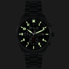 LAVVU Pánské titanové hodinky PILOT Chronograph Black 100M Sapphire