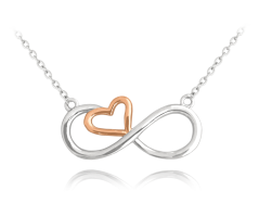 MINET Rose gold stříbrný náhrdelník FOREVER LOVE