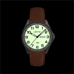 LAVVU Ocelové pánské hodinky BERGEN White / Top Grain Leather se svítícím číselníkem