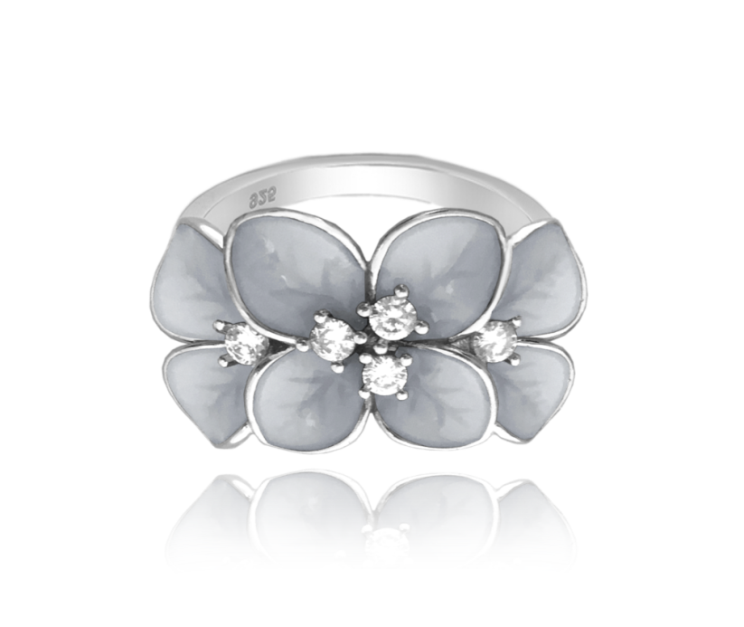 Rozkvitnutý strieborný prsteň MINET FLOWERS s bielymi zirkónmi veľ. 55 JMAS5034WR55
