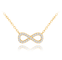 MINET Pozlátený strieborný náhrdelník NEKONEČNO s bielymi zirkónmi