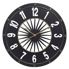 Velké designové kovové nástěnné hodiny s tichým chodem MPM Koin - černozlaté - E04.5456.9080