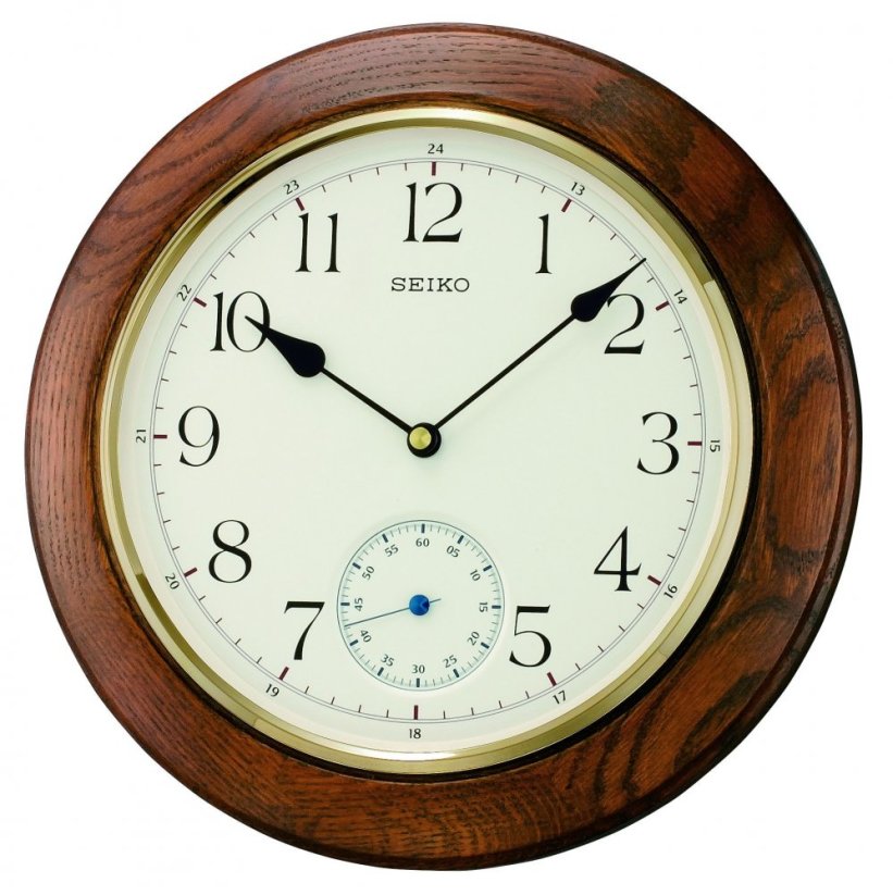 Nástěnné dřevěné hodiny s tichým chodem Seiko QXA432B