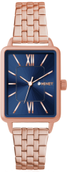 MINET Rosegold-modré dámské hodinky SIENA se rosegold ocelovým řemínkem