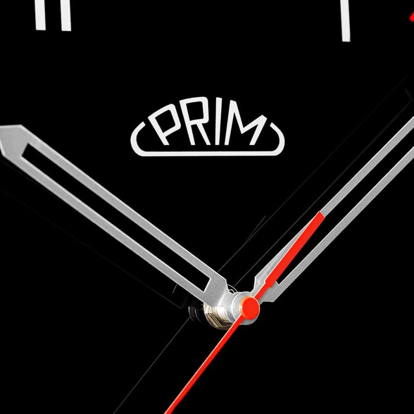Sklenené nástenné hodiny s tichým chodom PRIM Speedline - čierno-červené - E09.5530.9020