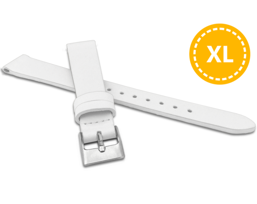 XL Predĺžený biely remienok MINET z luxusnej kože Top Grain - 14 - XL MSSXW14
