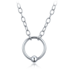 MINET Elegantný strieborný náhrdelník krúžok