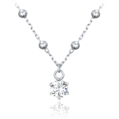 MINET Strieborný náhrdelník s guličkami s bielym zirkónom