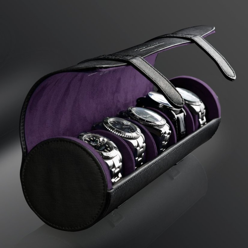 Pouzdro na hodinky HEISSE & SÖHNE 70019-164 Rondo 5 Black/Violet