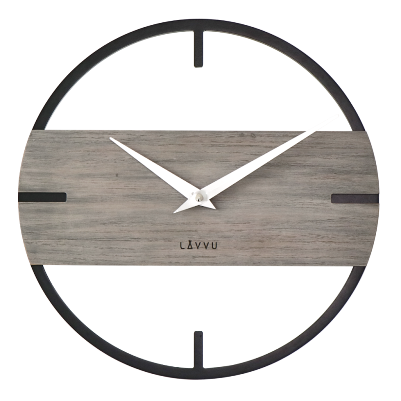 LAVVU Štýlové drevené hodiny LOFT v industriálnom vzhľade ?35cm