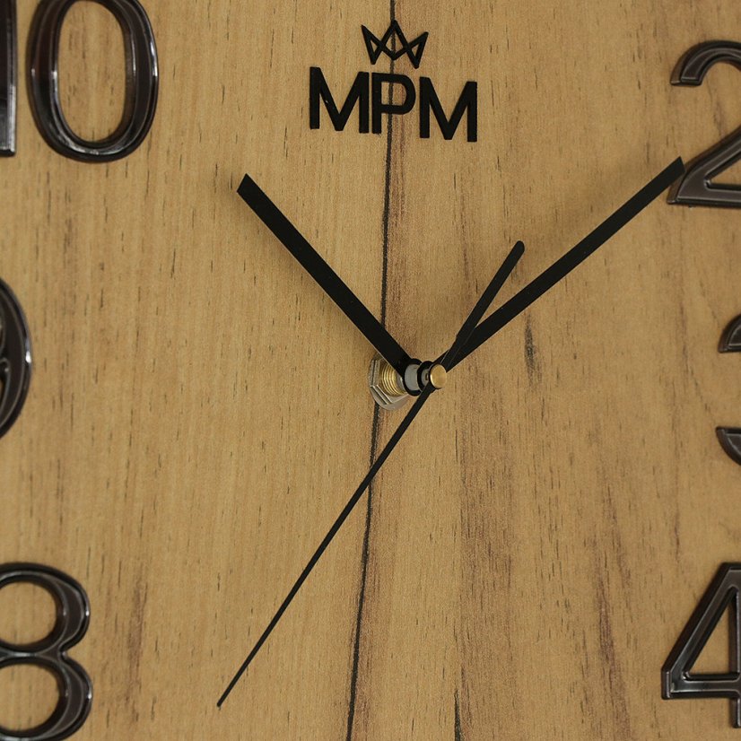 Nástenné hodiny s tichým chodom MPM Timber Simplicity - A - E07M.4222.5390