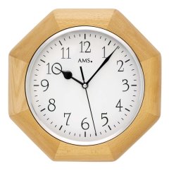 Nástěnné rádiem řízené dřevěné hodiny AMS 5512/18